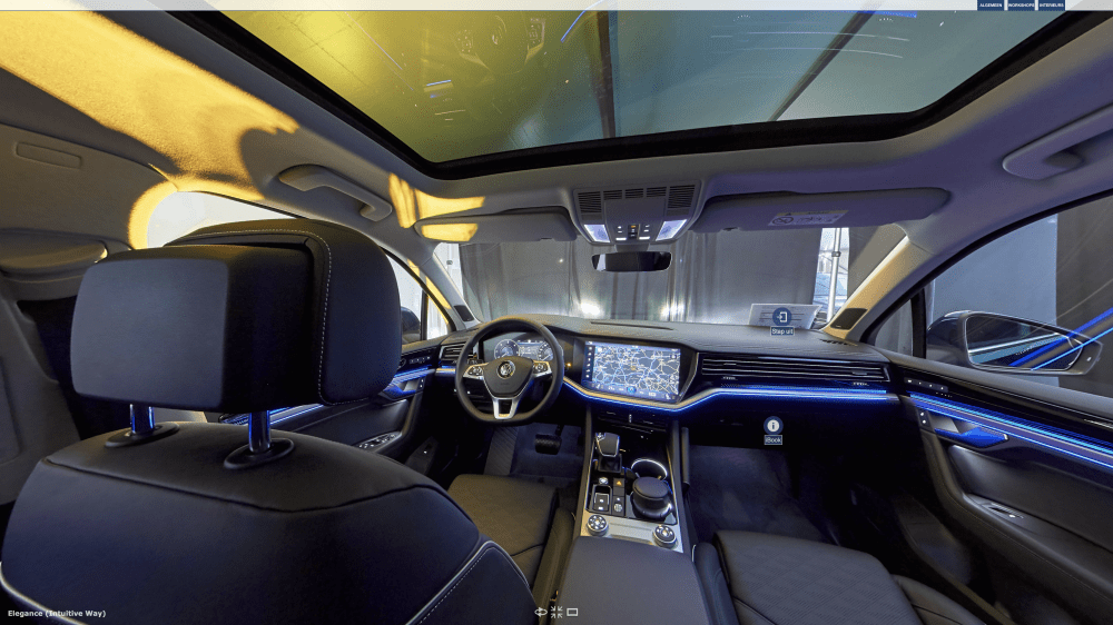 Schermafbeelding van 360-gradenfoto in de Volkswagen Touareg (2018)