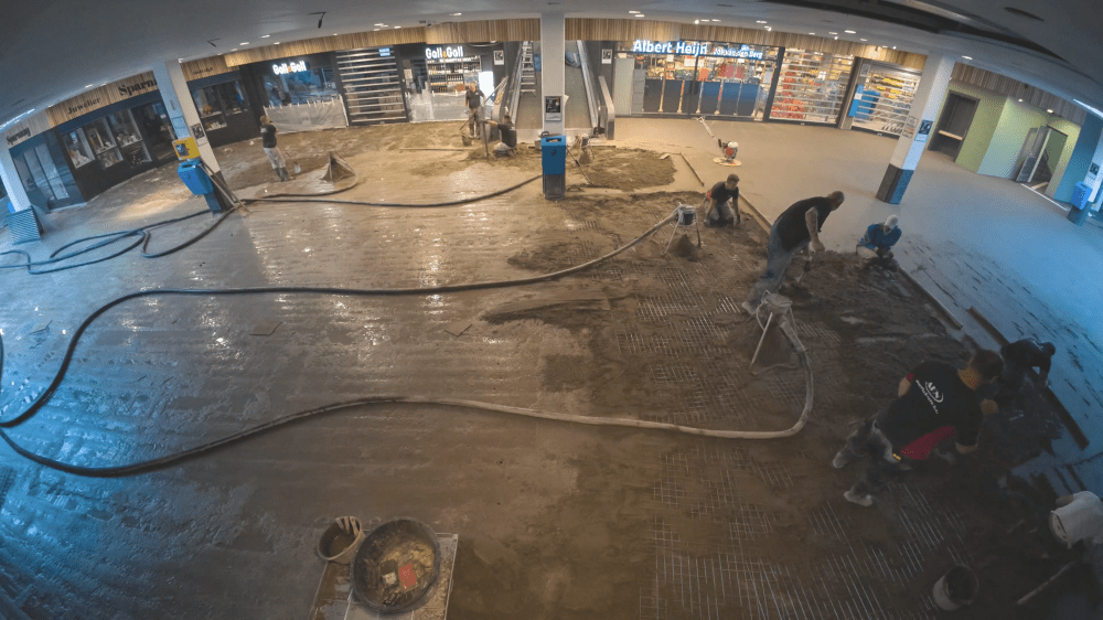 Eén beeld van de Timelapse-opnames bij gevorderde stortwerkzaamheden.