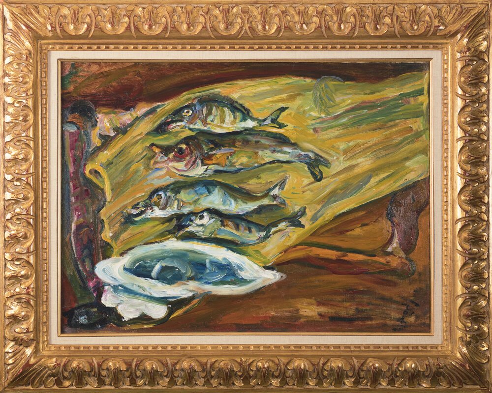 Photograph of the painting with frame and minimal reflections.