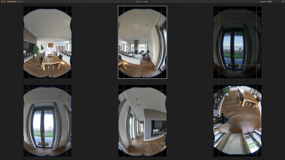 Series of fisheye photographs ready for the stitching process.