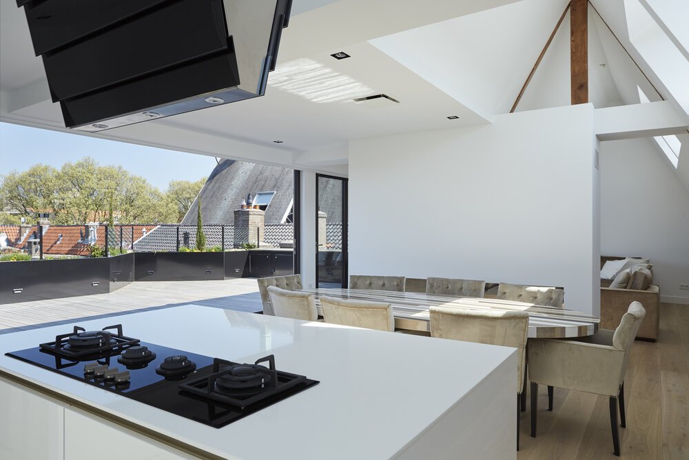 Built-in appliances blend seamlessly into the interior.