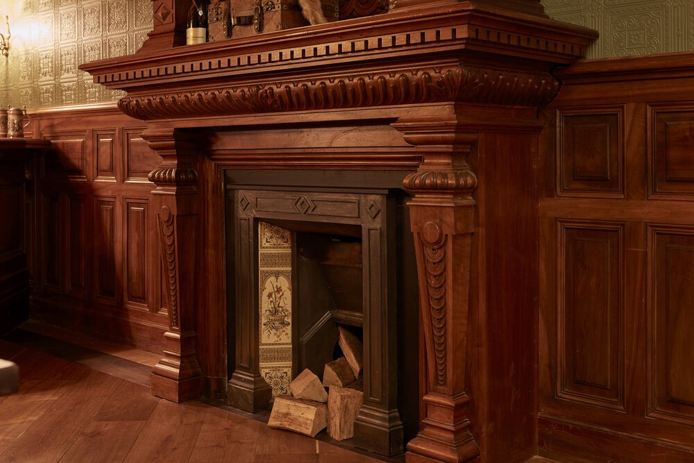 Fireplace and mantel in Maasdam