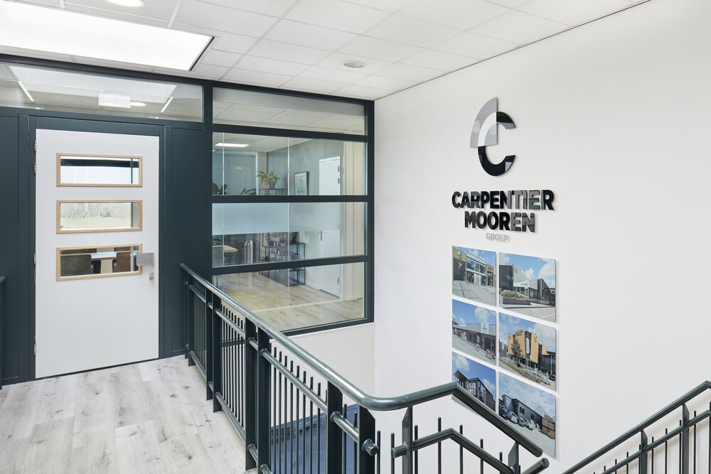 Interior photo of the stairwell at Carpentier Mooren.