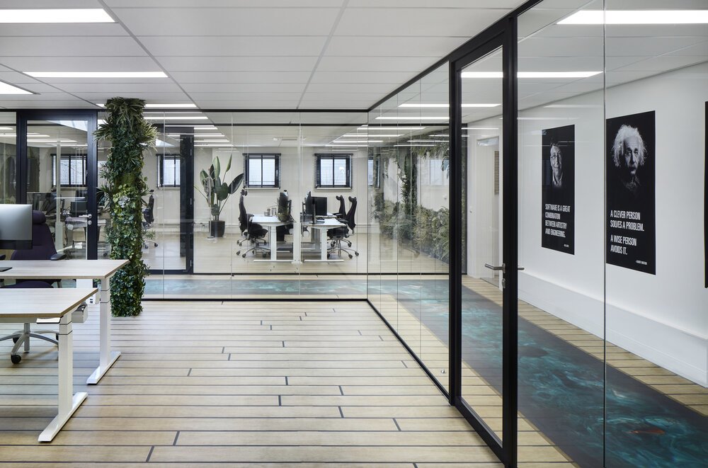 Workspace with glass walls.