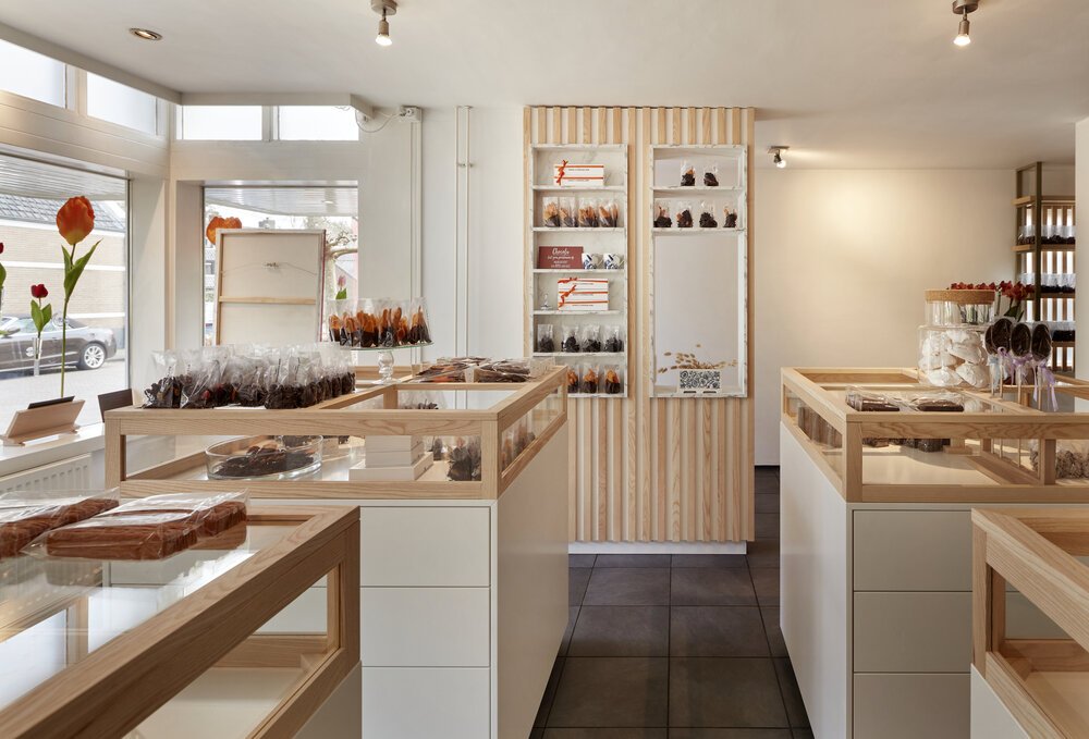 Overview of the shop interior with display bins.