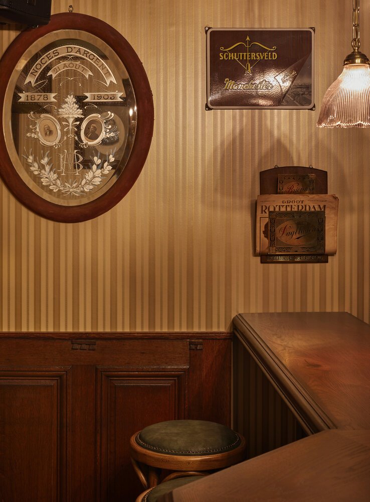 Close-up of a seating area at the bar.