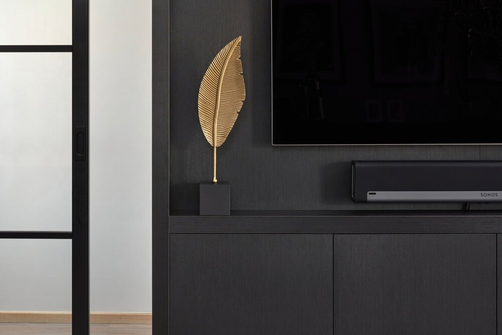 Clean-lined wall unit with a subtle wood grain.