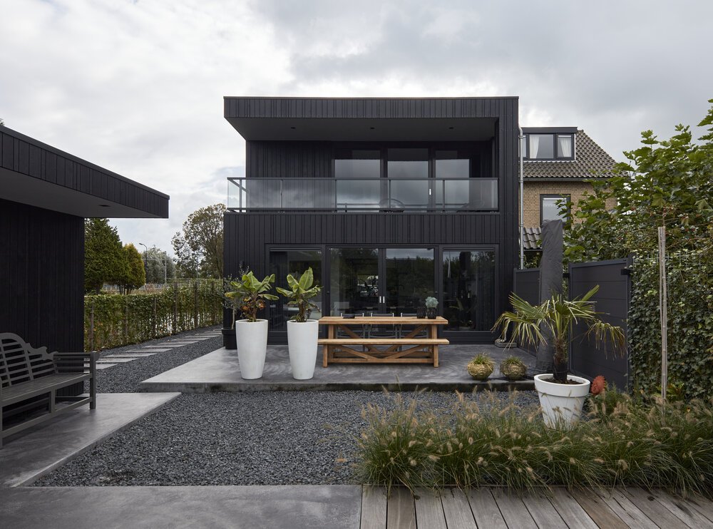 Rear view of the modern-designed extension.