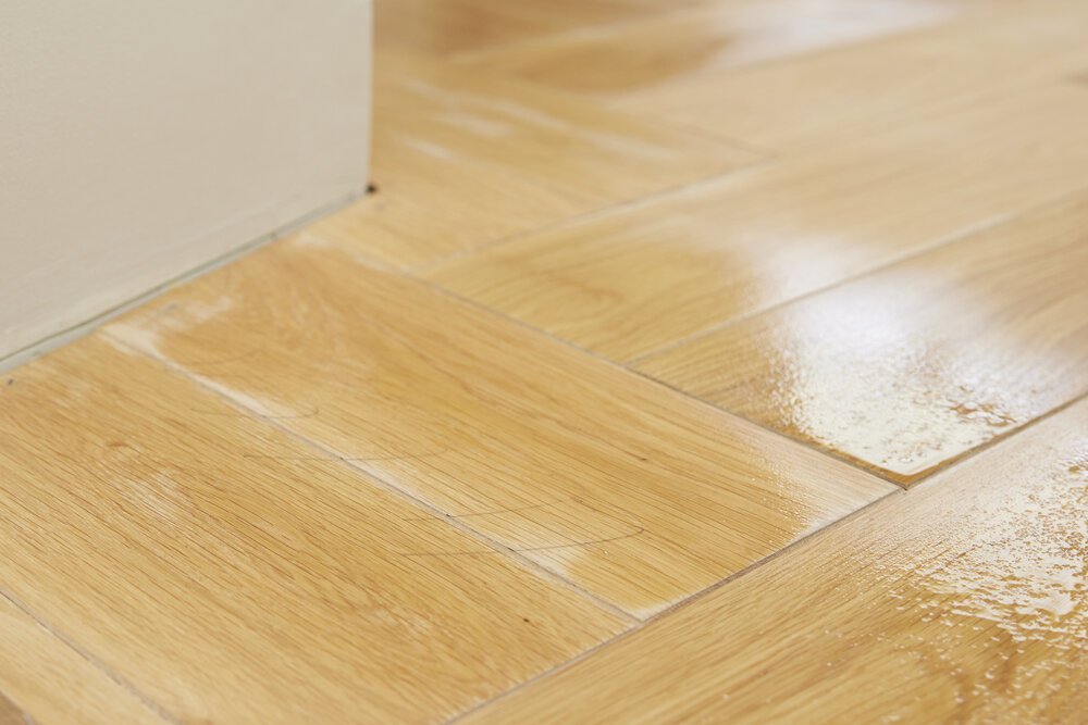 Some areas of the floor still require additional cleaning; these are marked.