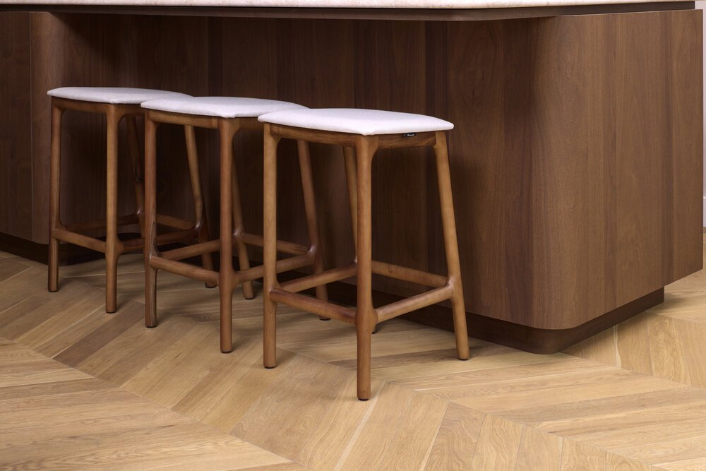 Wood as the main material in the interior; different finishes captured together in one image.