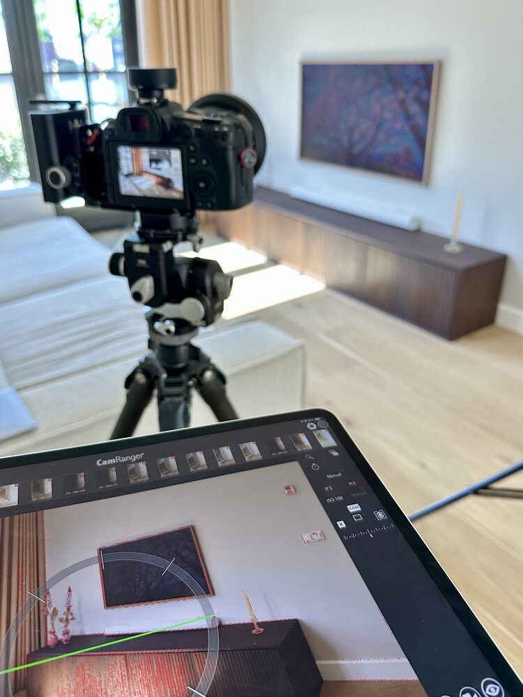 Reviewing images on set with my iPad.