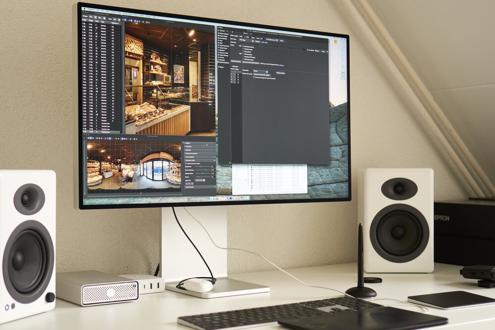 Editing a virtual tour in my studio.