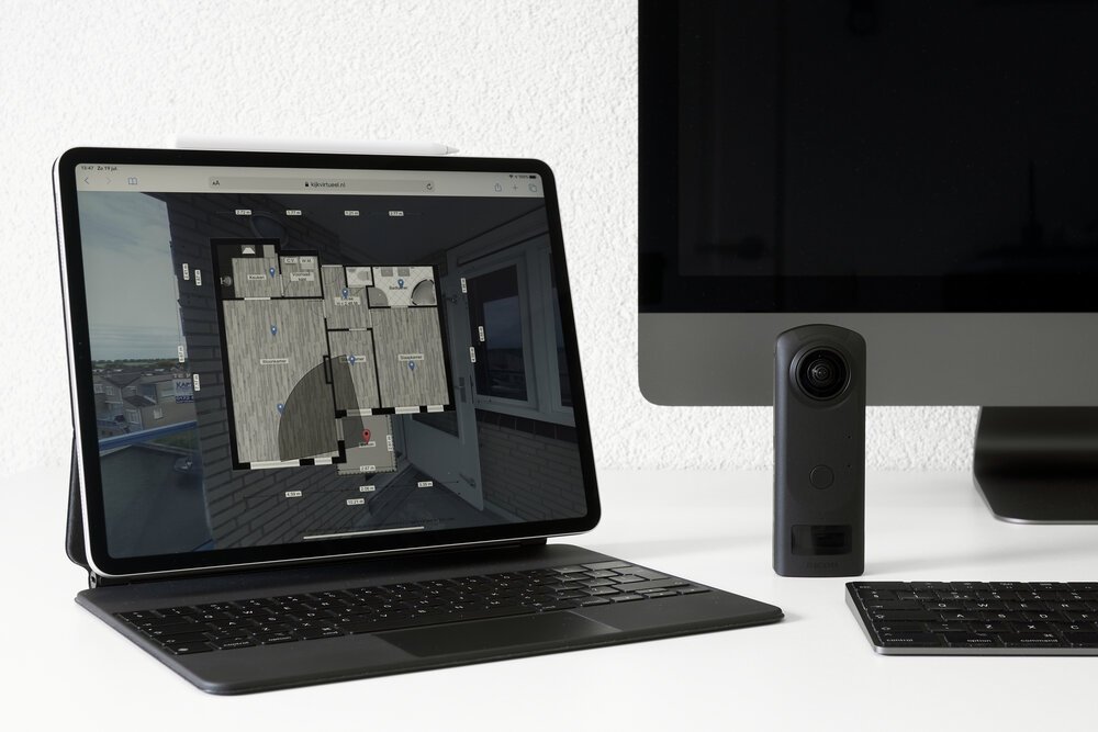 Een virtual tour met interactieve plattegrond getoond op mijn iPad Pro 12,9
